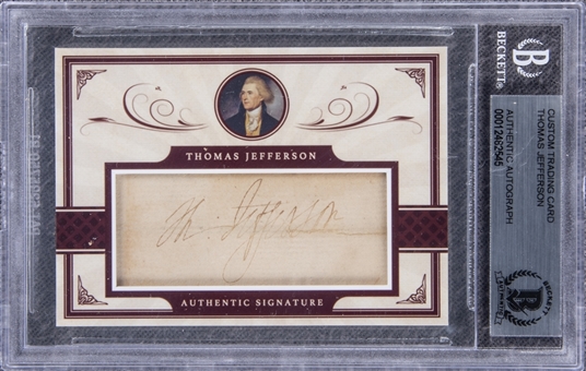 "Custom Trading Card" Thomas Jefferson (3rd U.S. President) Signed Cut (#1/1) - Beckett